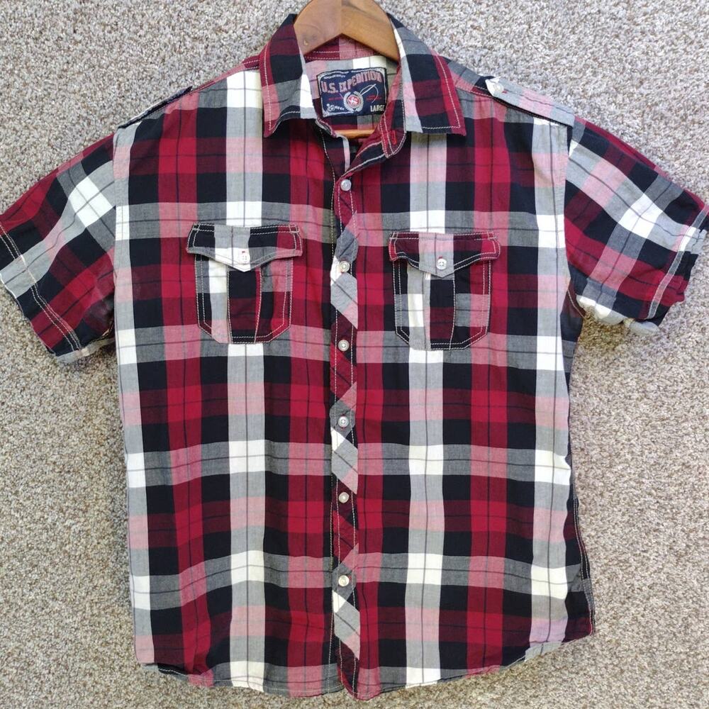 US Expedition Plaid Button Up Shirt Plaid Large